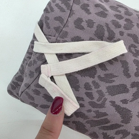 Womens M Purple Leopard Print Hoodie Casual Cozy Streetwear Layering Top - Picture 13 of 13